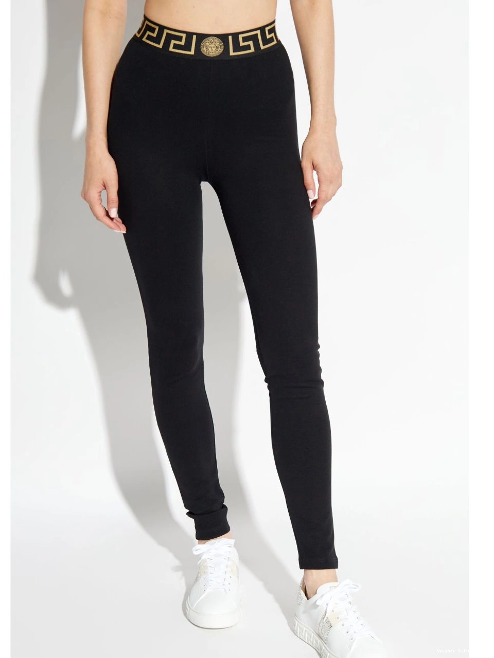 Affordable Women leggings Versace Greca-waistband high-waist 0405